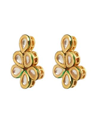 Gold toned kundan drop earrings 5