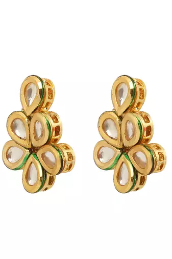 Gold toned kundan drop earrings