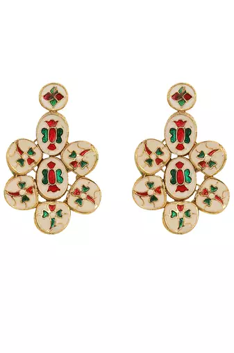 Kundan inspired floral shaped earrings