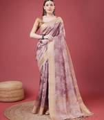 Pink Handloom Silk Self Design With Golden Border Saree For Women With Blouse Piece