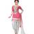 Pink Embroidery Chanderi Patiyala Dress Material