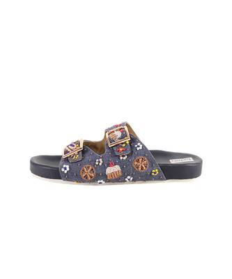 Hand embroidered navy blue sliders 2