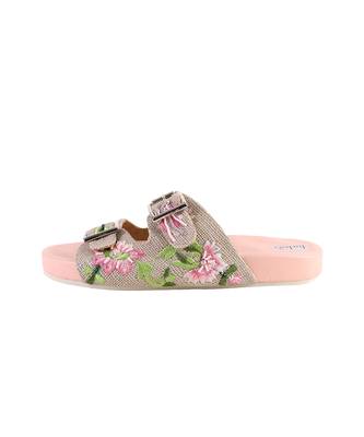 Thread work pink jute sliders 2