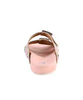 Thread work pink jute sliders 3