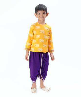 Trunk tales boys yellow kurta with dhoti 1