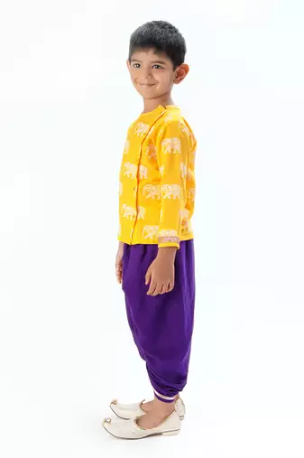 Trunk tales boys yellow kurta with dhoti