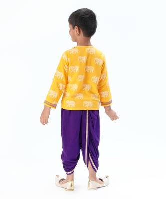 Trunk tales boys yellow kurta with dhoti 3