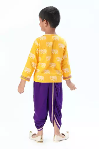 Trunk tales boys yellow kurta with dhoti