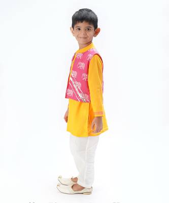 Trunk tales boys yellow kurta jacket set 2