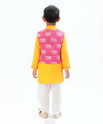 Trunk tales boys yellow kurta jacket set 3