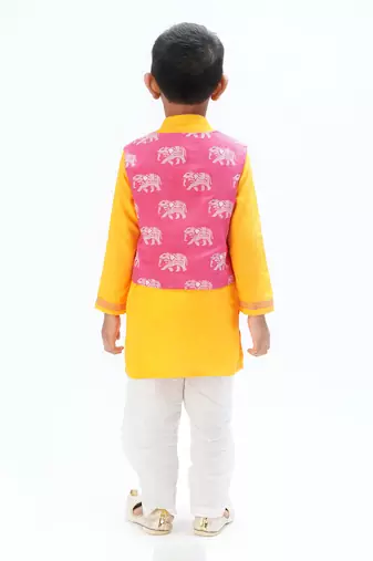 Trunk tales boys yellow kurta jacket set
