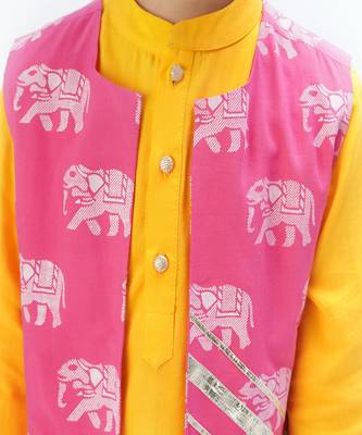 Trunk tales boys yellow kurta jacket set 4