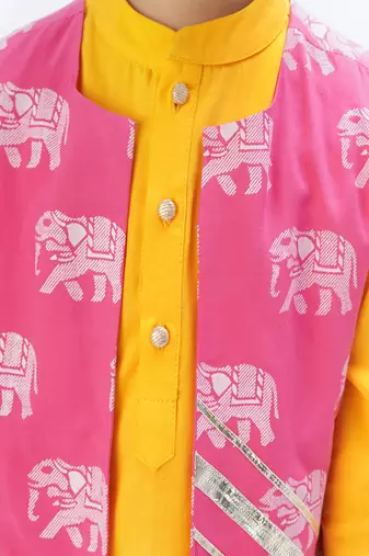 Trunk tales boys yellow kurta jacket set