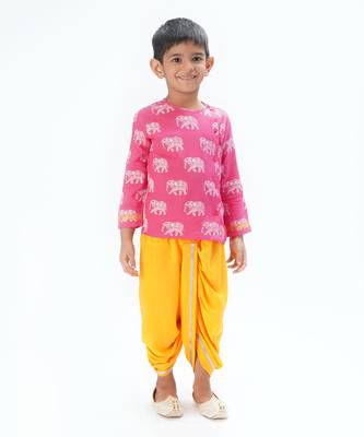 Trunk tales boys pink kurta with dhoti 1