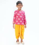Trunk tales boys pink kurta with dhoti
