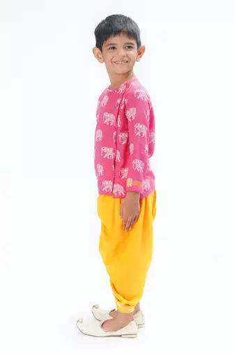 Trunk tales boys pink kurta with dhoti
