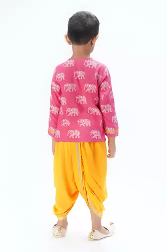 Trunk tales boys pink kurta with dhoti
