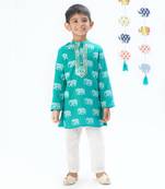 Trunk tales boys green kurta with pant
