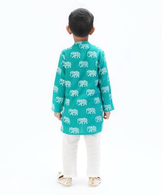 Trunk tales boys green kurta with pant 3
