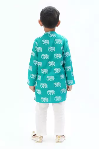 Trunk tales boys green kurta with pant