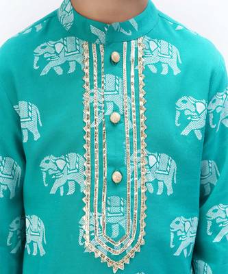 Trunk tales boys green kurta with pant 4