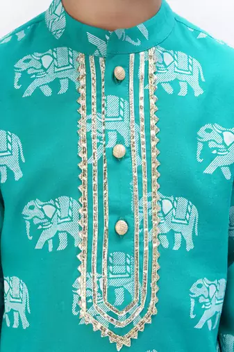 Trunk tales boys green kurta with pant