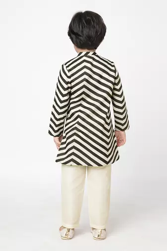 Chromatic fusion boys  black & white stripe kurta with pant