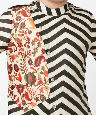 Chromatic fusion boys  black & white stripe kurta with pant 4