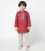 Ethnic twist boys red printed kurta with pant