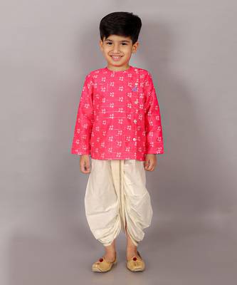 Folklore boys pink kurta with dhoti 1