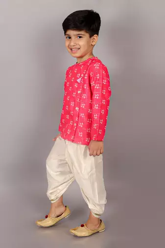 Folklore boys pink kurta with dhoti