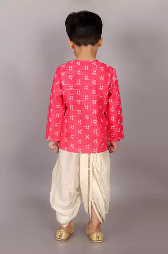 Folklore boys pink kurta with dhoti