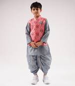 Raangoli boys grey kurta jacket set