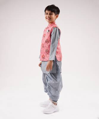 Raangoli boys grey kurta jacket set 2