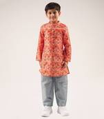 Raangoli boys orange kurta with pyjama