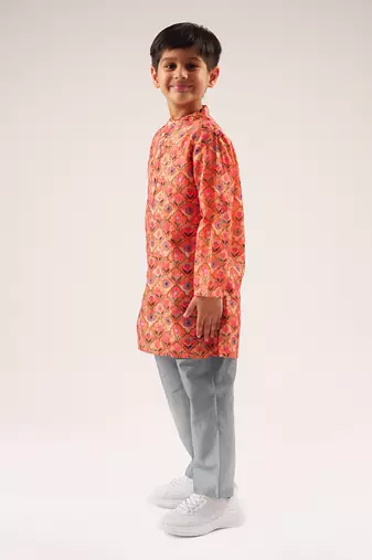 Raangoli boys orange kurta with pyjama