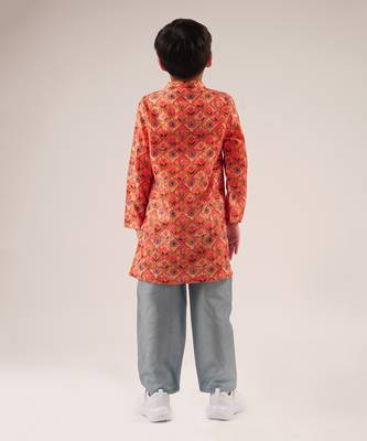 Raangoli boys orange kurta with pyjama 3