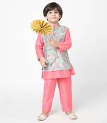 Golden weaves pink kurta jacket set