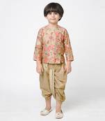 Golden weaves boys beige kurta with dhoti