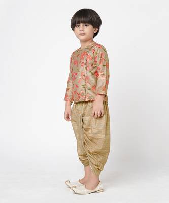 Golden weaves boys beige kurta with dhoti 2