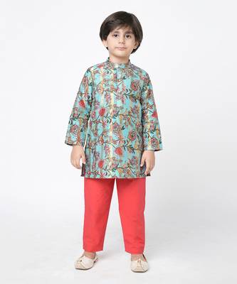 Golden weaves blue kurta with pant 1