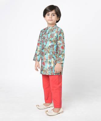 Golden weaves blue kurta with pant 2