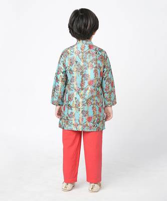 Golden weaves blue kurta with pant 3
