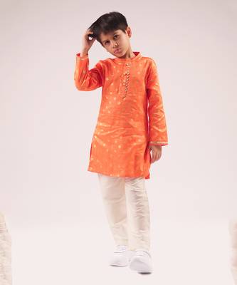 Mehfil orange boys kurta with pant 1