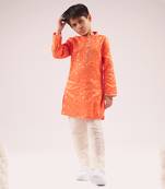 Mehfil orange boys kurta with pant