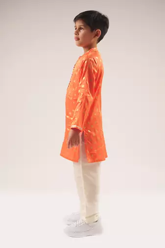 Mehfil orange boys kurta with pant