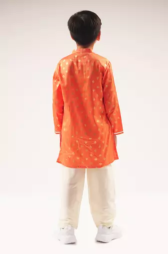 Mehfil orange boys kurta with pant