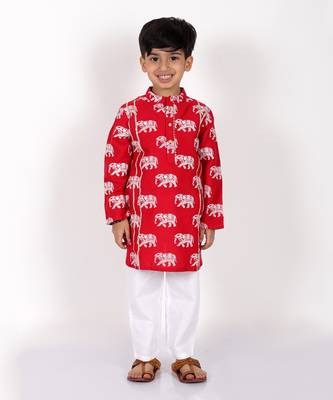 Trunk tales boys red kurta with pant 2