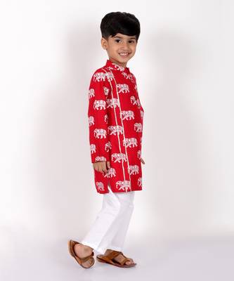 Trunk tales boys red kurta with pant 3