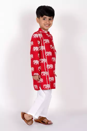 Trunk tales boys red kurta with pant